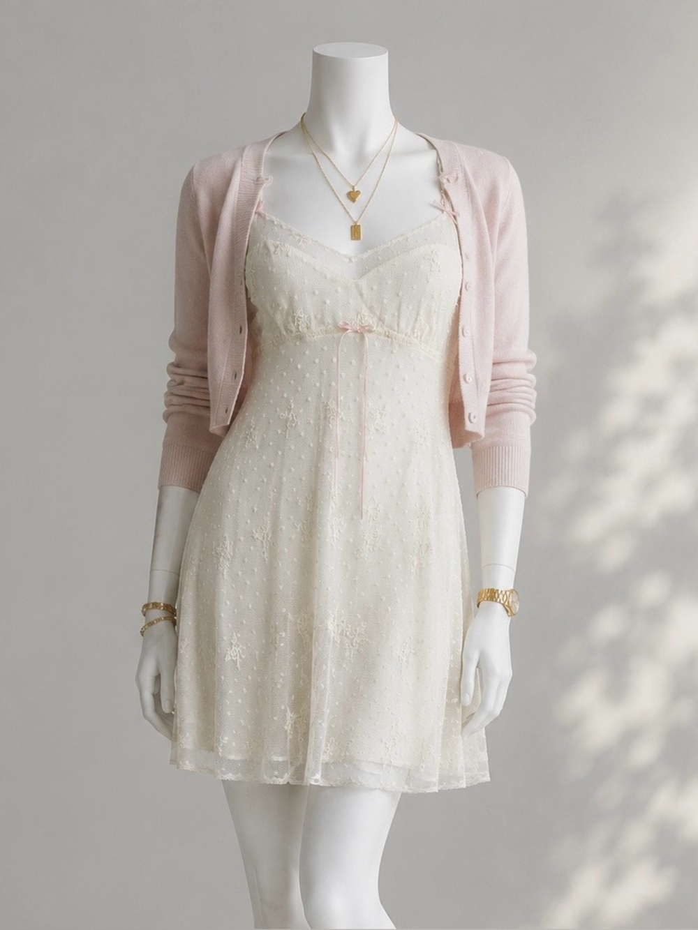 Flora Nikrooz Sheer Lace Slip Dress XL Ivory Embroidered Mesh Coquette Babydoll